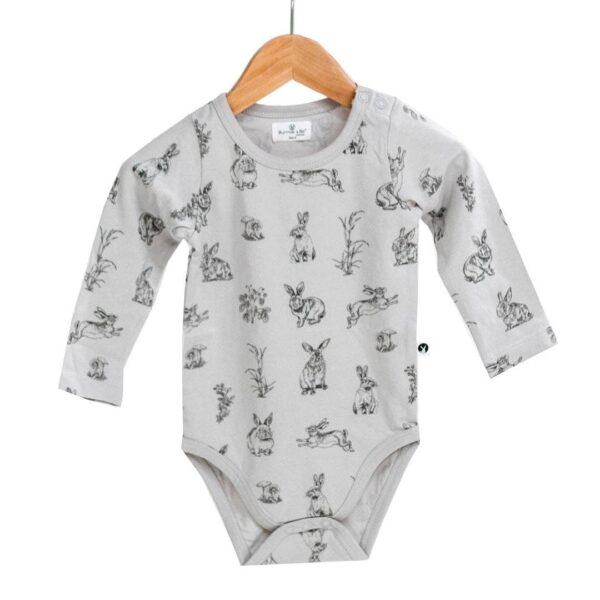 Essentials Long Sleeve Baby Onesie – Grey Burrowers | Burrow & Be