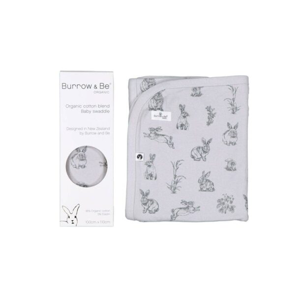 Stretchy Baby Swaddle – Grey Burrowers | Burrow & Be