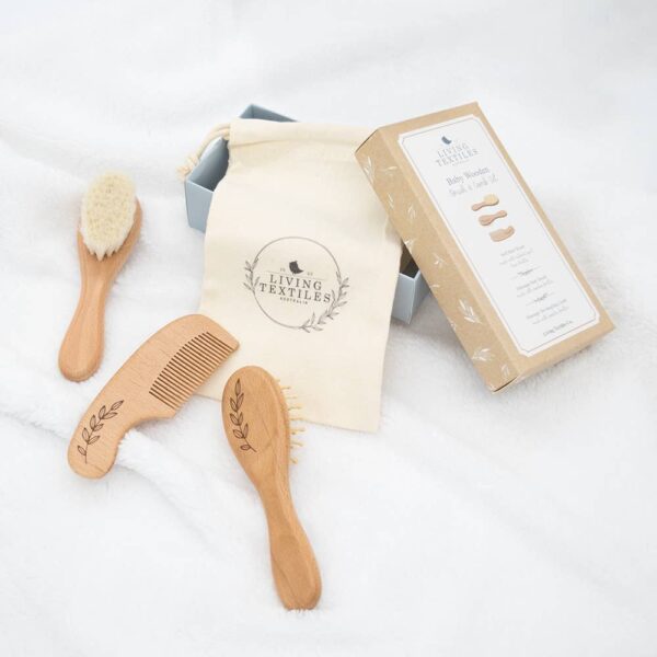 3pc Baby Wooden Brush & Comb Set | Living Textiles