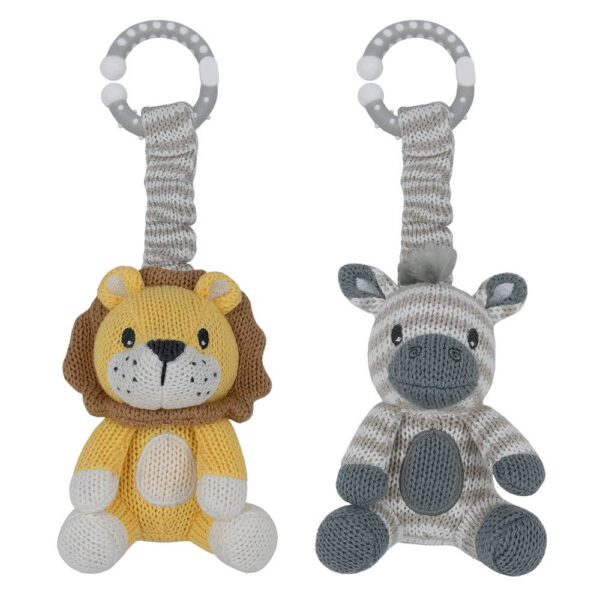 2pk Stroller Toys – Zebra & Lion | Living Textiles