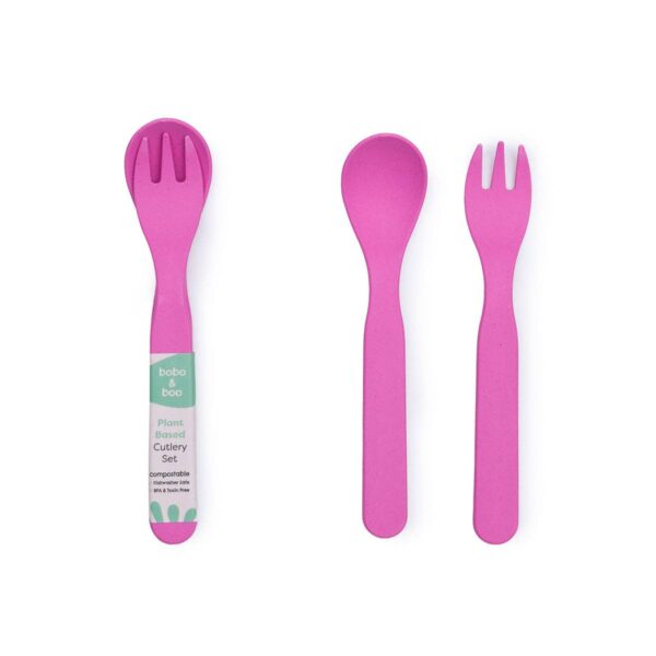 Plant-Based Cutlery Set – Pink | Bobo&Boo