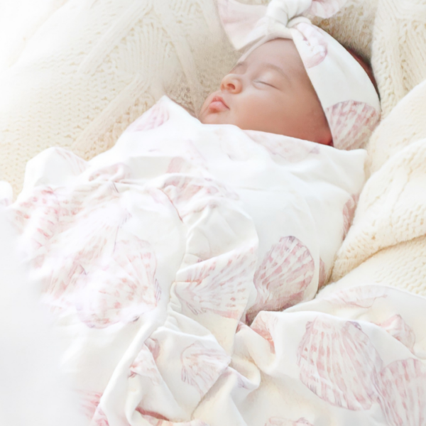 Jersey Swaddle & Top Knot – Sea Shells | Anchor & Arrow