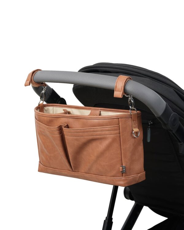 Tan – Vegan Leather Stroller Organiser/Pram Caddy | Oioi